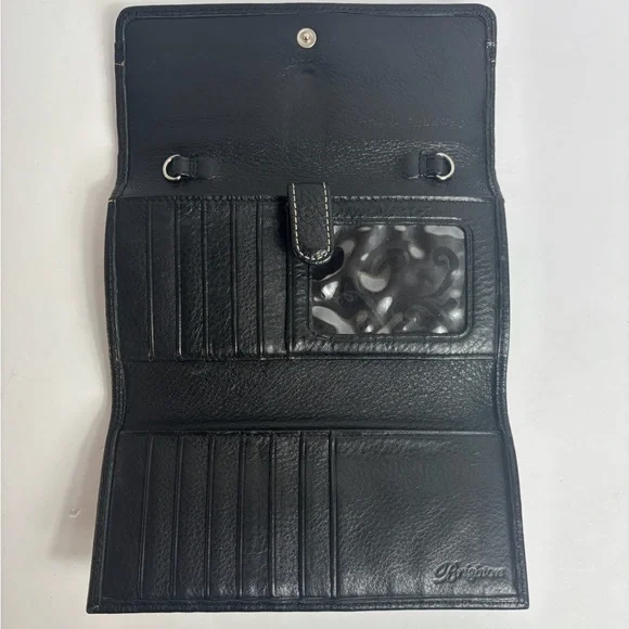 Brighton Black Leather Wallet with Silver Chain Accent - Picture 3 of 9